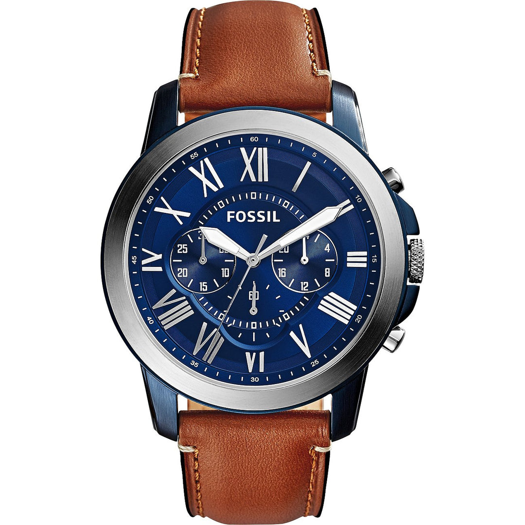 Reloj Fosssil Grant Chrono 44 mm azul acabados de acero de cuarzo PVD azul FS515151