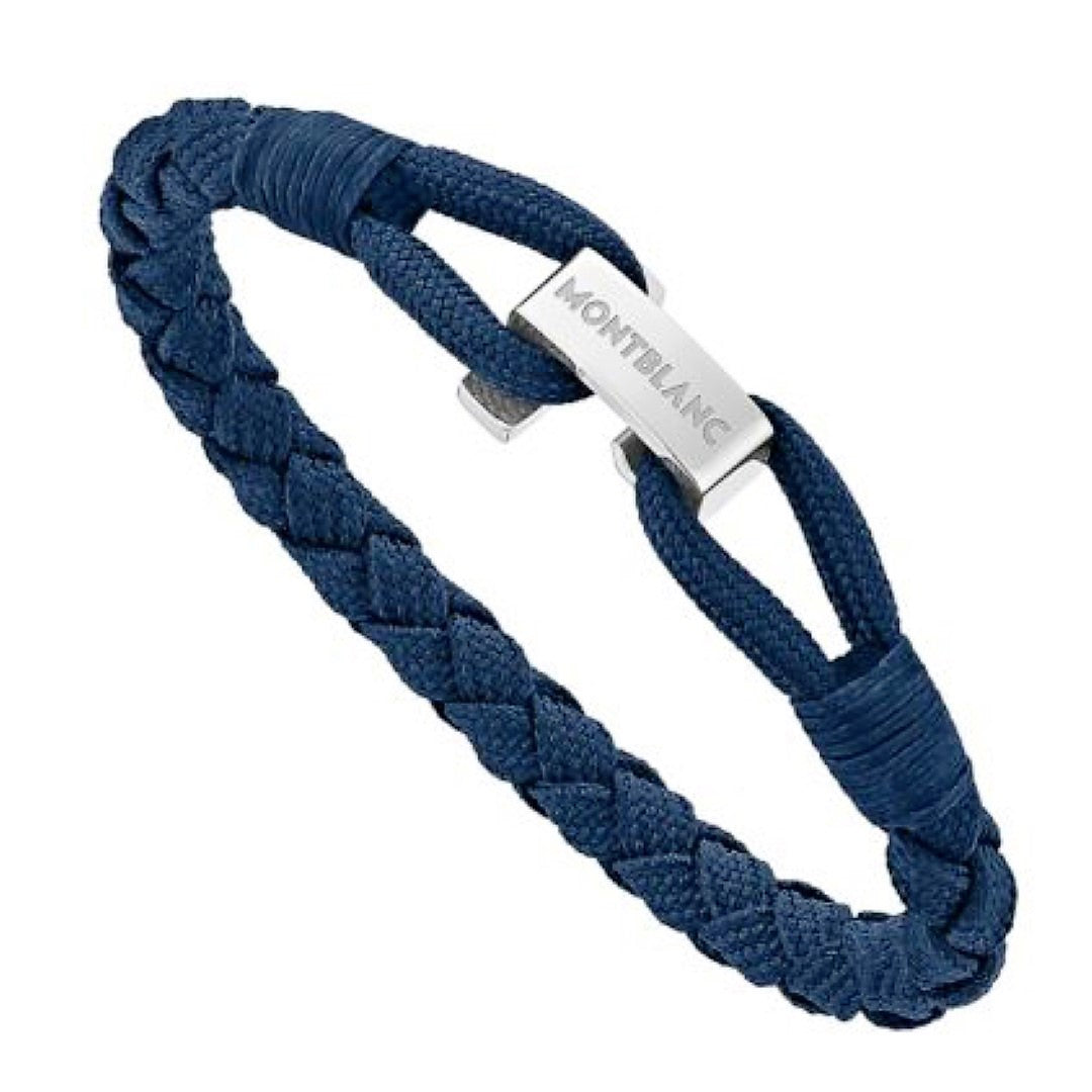 Montblanc bracciale Wrap Me blu in nylon e acciaio misura M 12838363