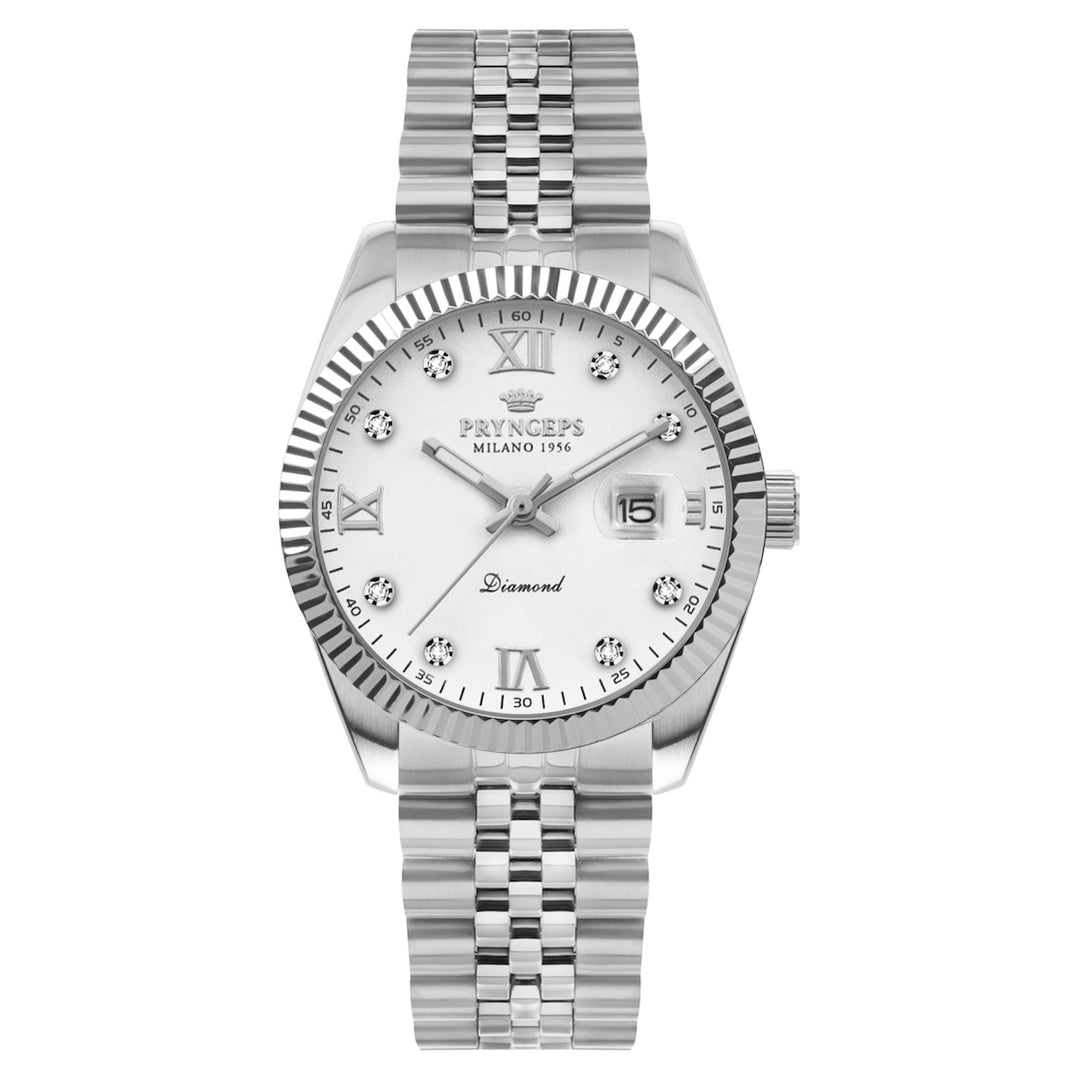 Reloj Pryngeps Erre X Diamantes 32mm acero blanco cuarzo A822/2QB BI