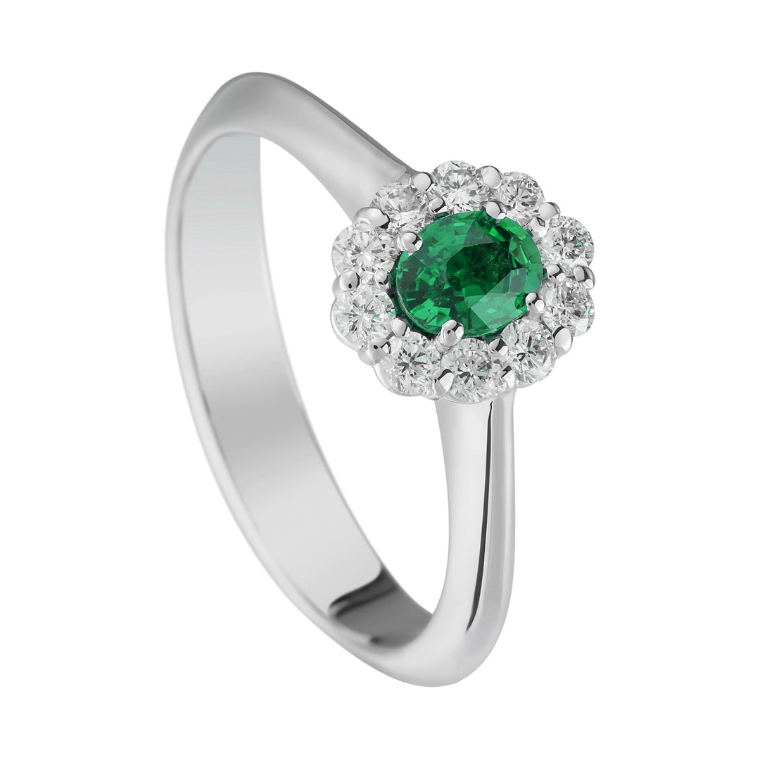 Golay 5x4 ovale smaragdring en diamanten