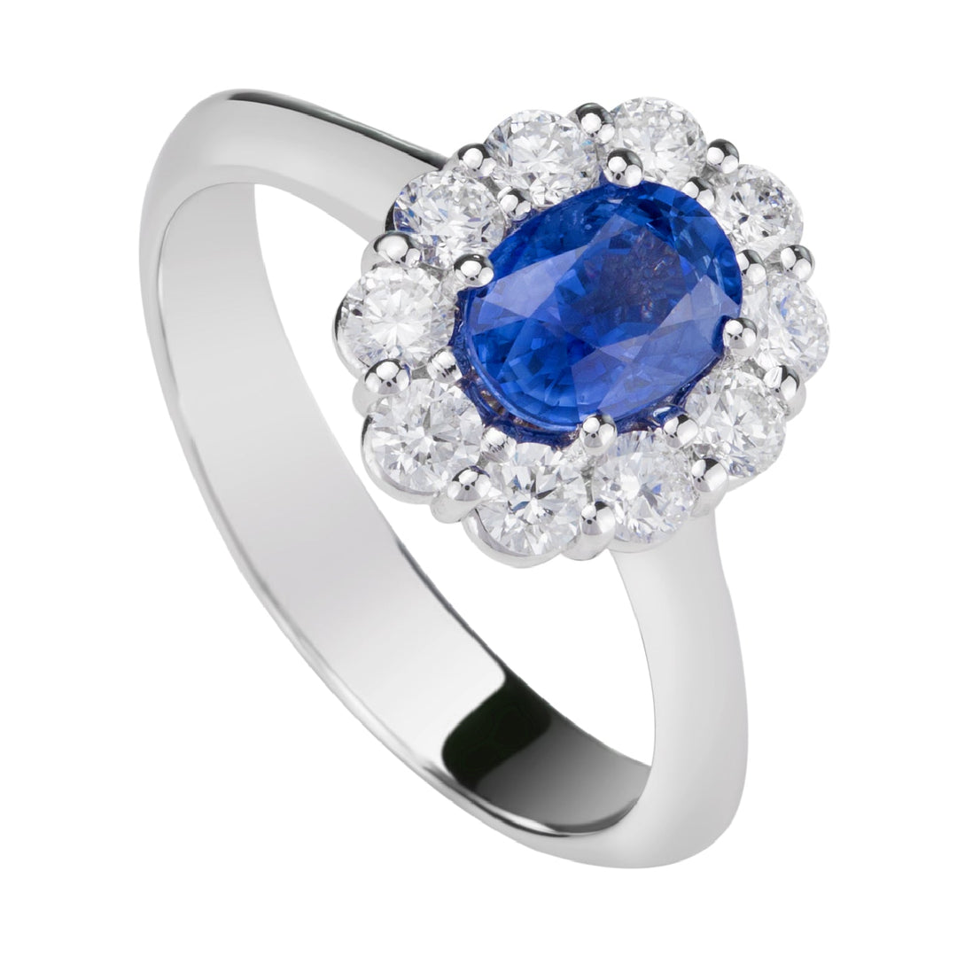 Golay 7x5 oval sapphire ring and diamonds
