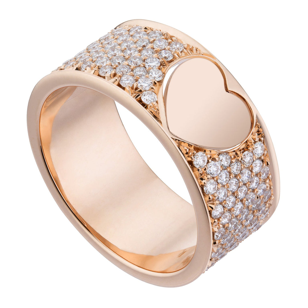 Golay Central Heart Band Ring