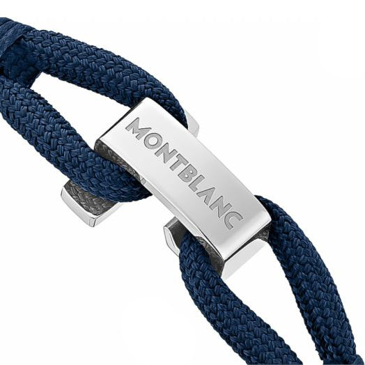Montblanc bracciale Wrap Me blu in nylon e acciaio misura M 12838363