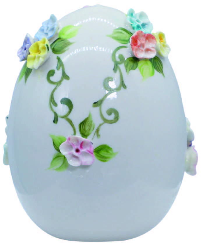 Huevos coloreados flores  ⁇ 10cm h.14cm porcelana hecho en Italia UO45/2