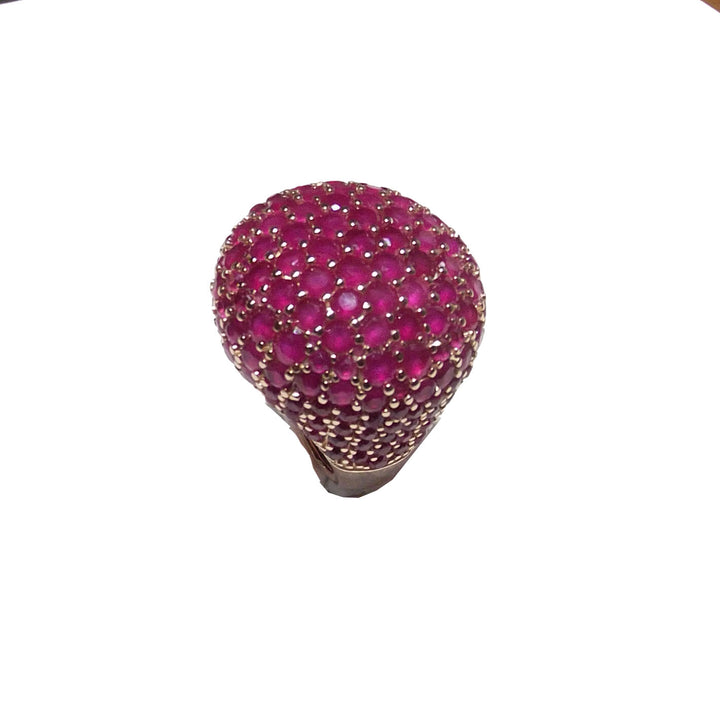Capodagli anello Morositas argento 925 finitura PVD oro rosa quarzi rubino fucsia CPD-ANE-ARG-0001-RO