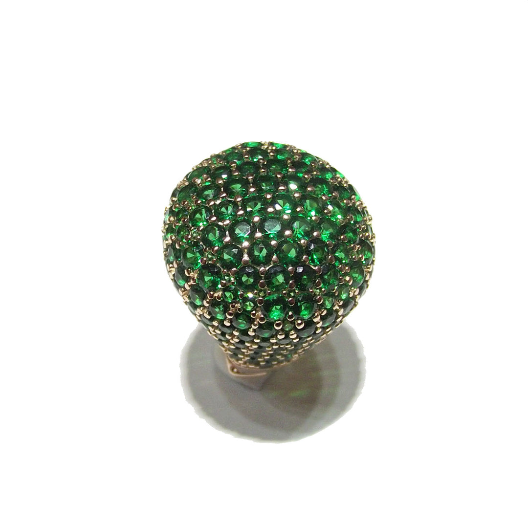 Capodagli anello Morositas argento 925 finitura PVD oro giallo quarzi smeraldo verde CPD-ANE-ARG-0001-VE