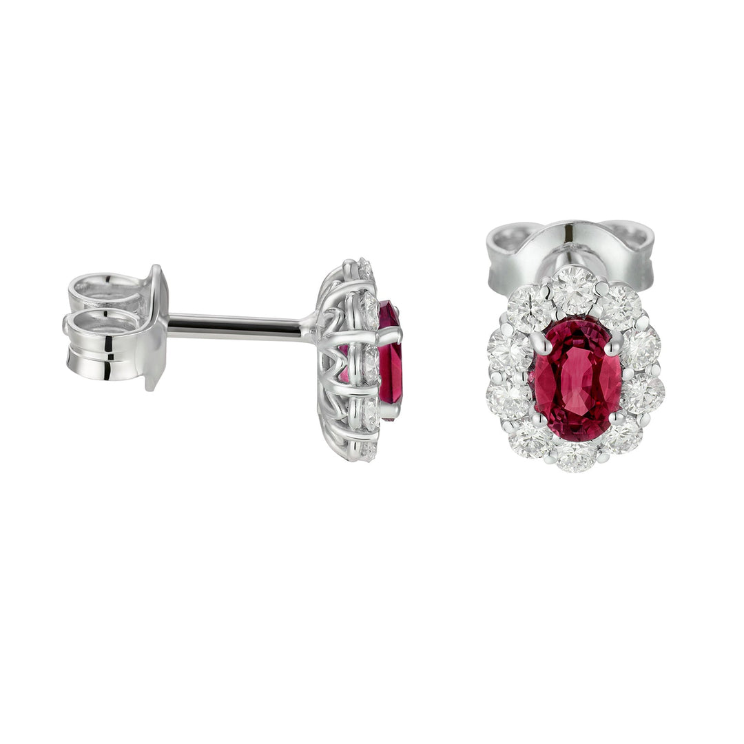 Golay Earrings 4X5 Oval Rubies and Diamonds