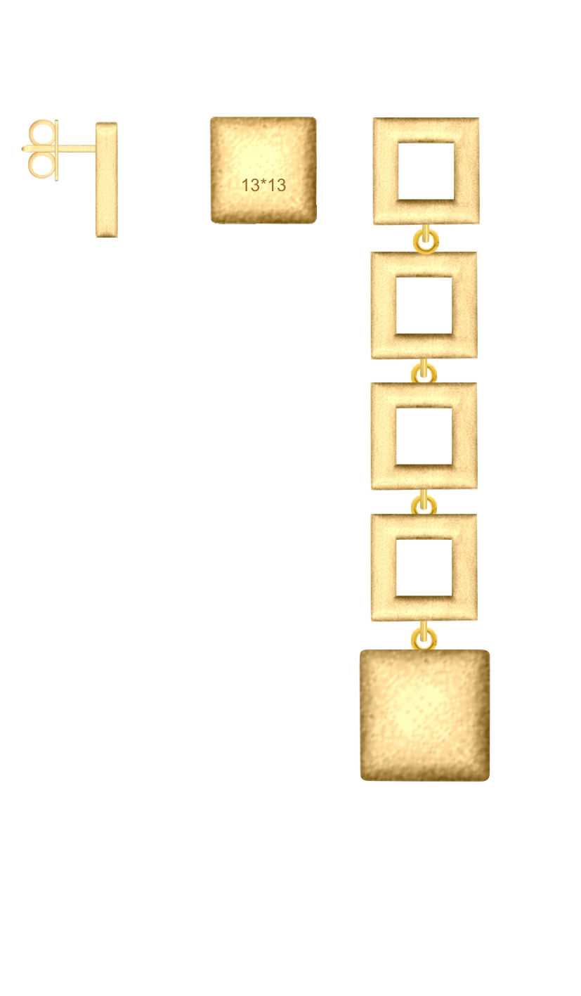 Pendientes de Pitti y Sisi Sarometrika Silver 925 Acabado PVD de oro amarillo o 9495G-5 m