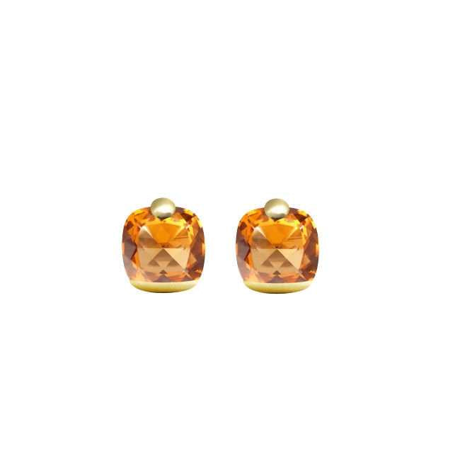 Pitti and Sisi Lobe Earrings Rainbow Silver 925 Finish PVD Yellow Gold Quartz Cognac OR 9591G/087