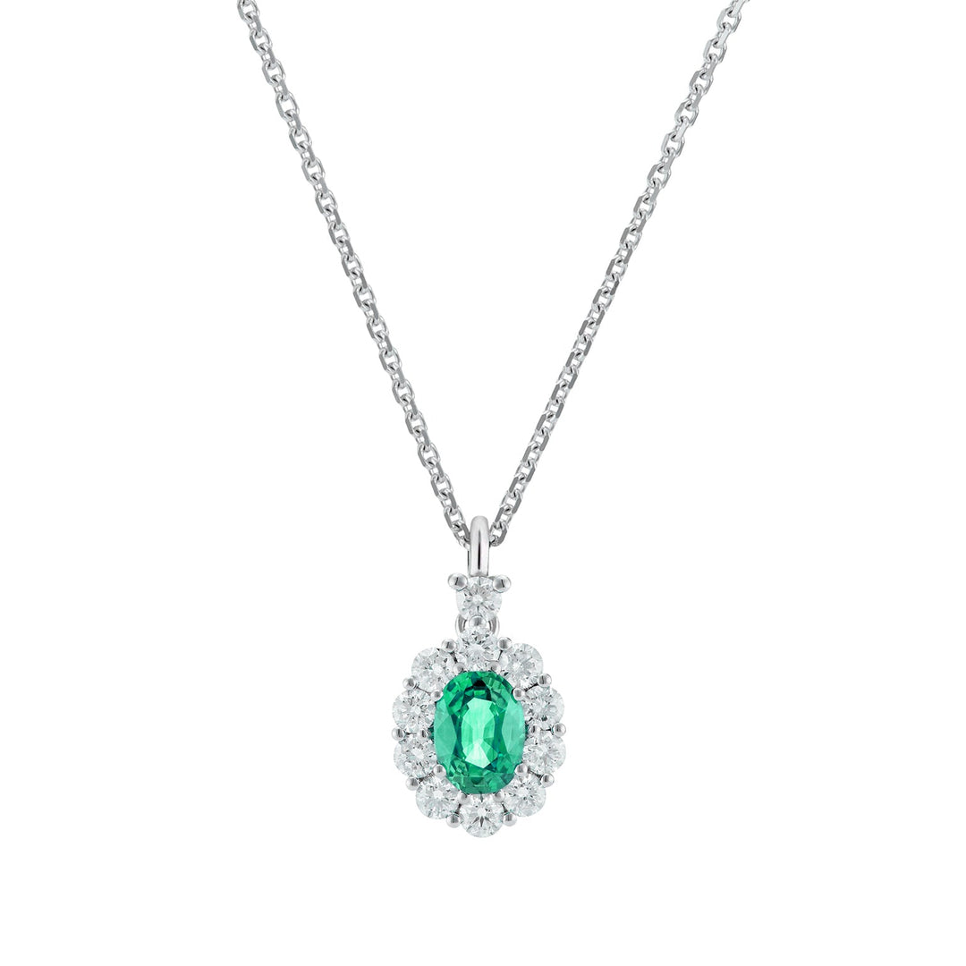 Golay Pendente Smeraldo Ovale 5X4 e diamanti e Castoncino