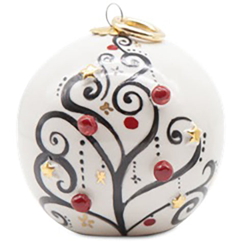 Bola de Navidad colgante de un hilo D. 10cm porcelana decoraciones de oro PL51
