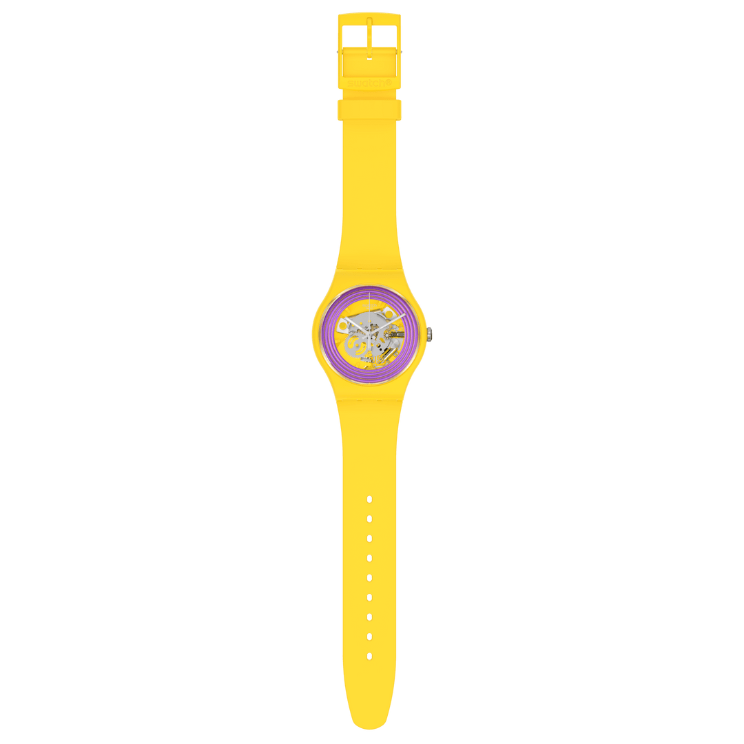 Swatch orologio PURPLE RINGS YELLOW Originals New Gent Biosourced 41mm SO29J100
