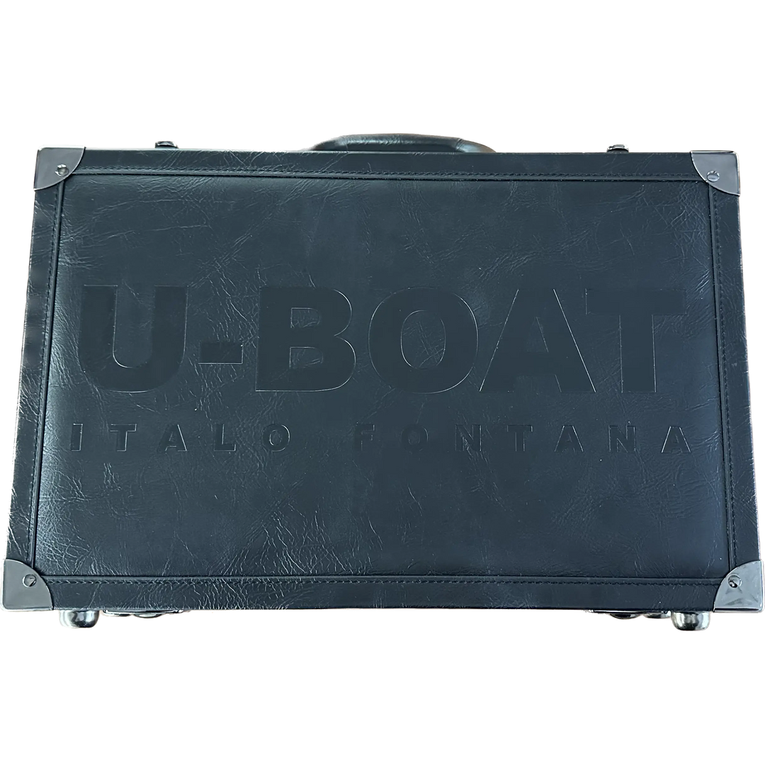 U-boot zwarte lederen koffer met 5 Uboat-001 reishorloges