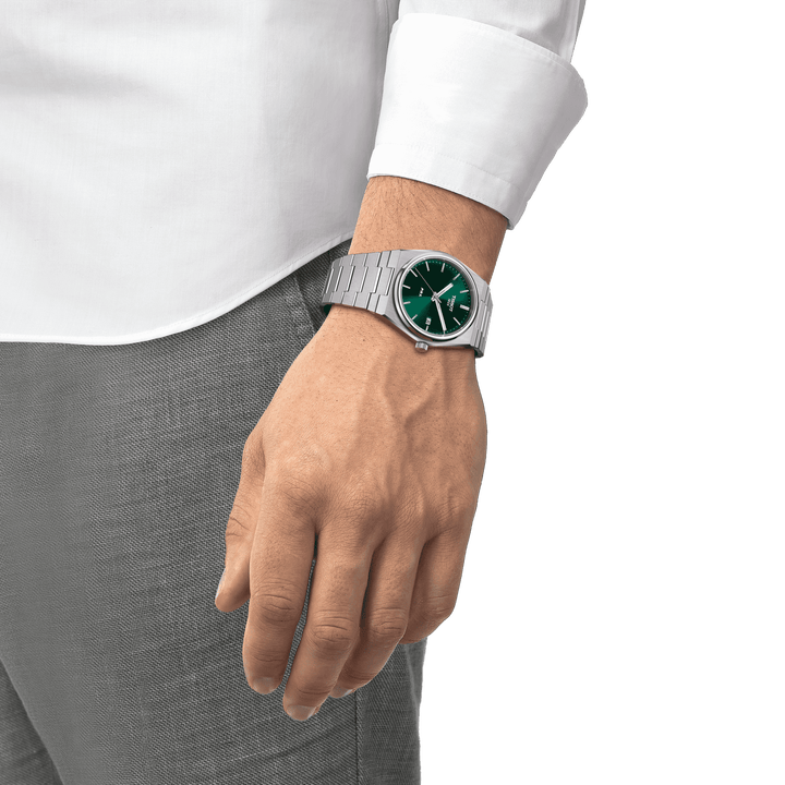 Tissssot watch PRX 39.5mm green quartz steel T137.410.111.091.00