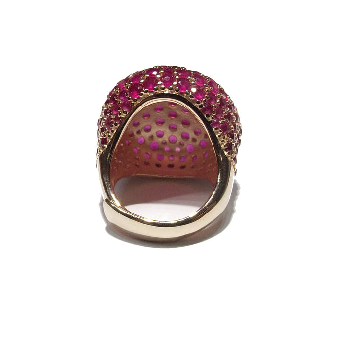 Capodagli anello Morositas argento 925 finitura PVD oro rosa quarzi rubino fucsia CPD-ANE-ARG-0001-RO