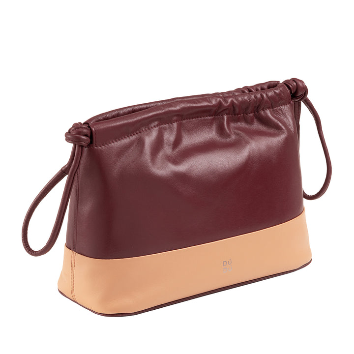 DuDu Frauentasche in weicher Ledertasche, farbiger Kupplungsbeutel Clutch -Tasche mit Coulisse und Schultergurt