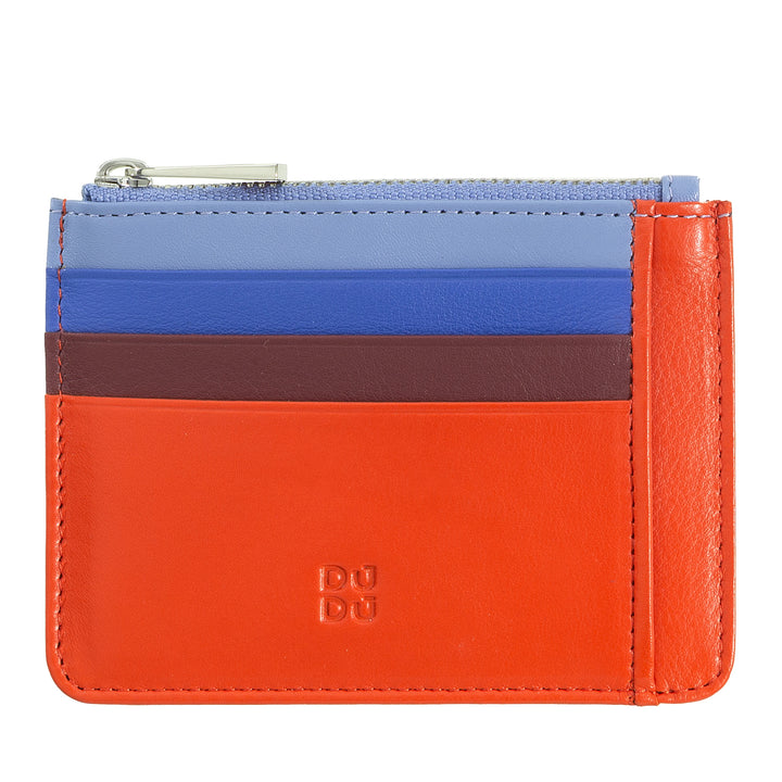 DuDu Creditcards tas in een echte kleurrijke lederen portemonnee met zip