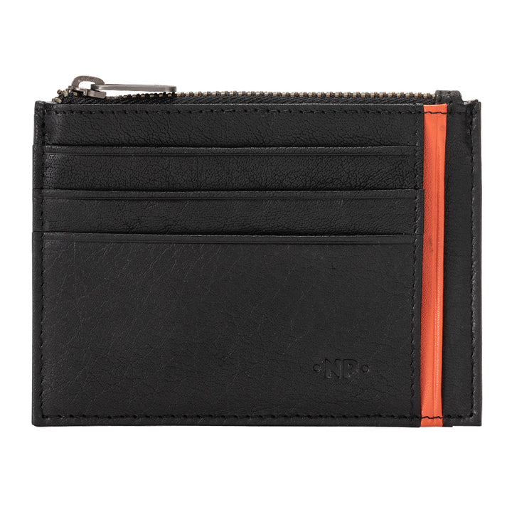NuVola Leather Sachet Holder -kaarten Pocket Slim Slim heren leer met Zip Portamonete Zip