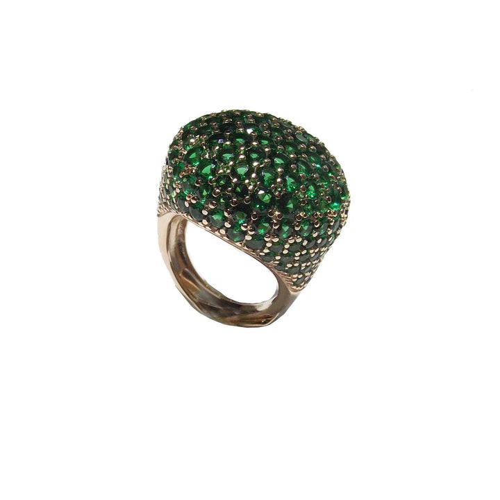 Anillo Capodagli Morositas plata 925 acabado PVD oro amarillo cuarzo verde esmeralda CPD-ANE-ARG-0001-VE - Capodagli 1937