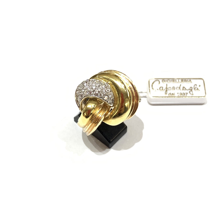 Capodagli anello oro bianco e rosa 18kt con pavé diamanti 0,45ct - Gioielleria Capodagli