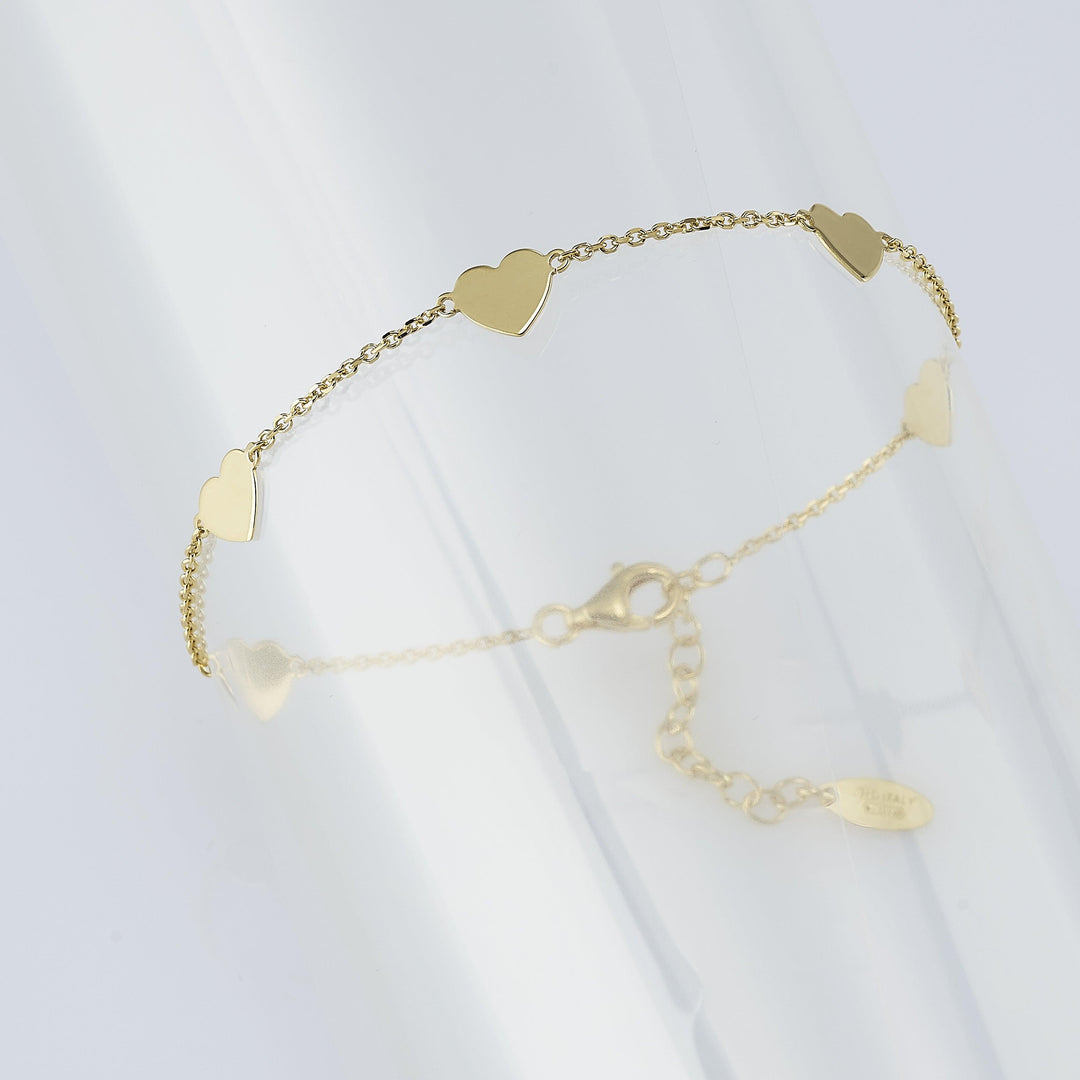 Capodagli bracciale 5 Cuori argento 925 finitura PVD oro giallo CPD-BRA-ARG-0003-G - Capodagli 1937