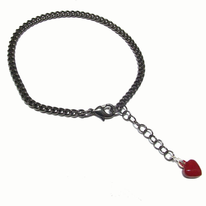 Capodagli bracciali Fortunelli Cuore rosso bronzo finitura PVD rutenio argento 925 BR-BR-0006 - Capodagli 1937