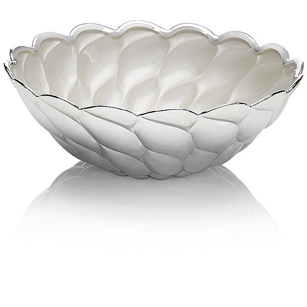 Ottaviani centerpiece bowl Magnolia 17cm H.6,5cm white silvered glass 800380B