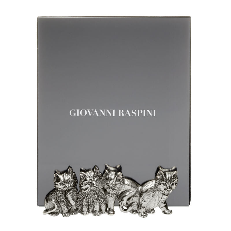 Giovanni Raspini Gatti verre 16x20cm bronze blanc B0364