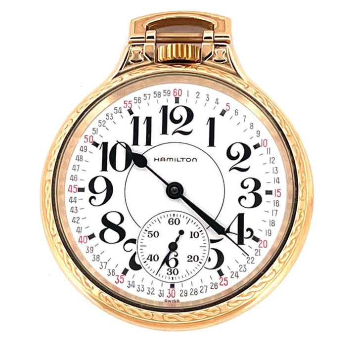 Reloj de bolsillo Hamilton Lancaster 51 mm blanco cuerda manual acero PVD acabado oro amarillo 613212 - Capodagli 1937