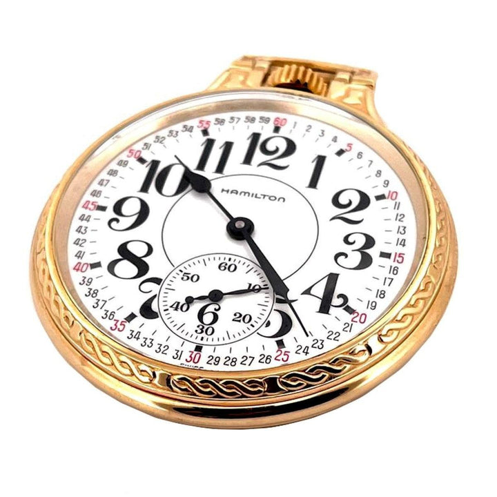 Reloj de bolsillo Hamilton Lancaster 51 mm blanco cuerda manual acero PVD acabado oro amarillo 613212 - Capodagli 1937