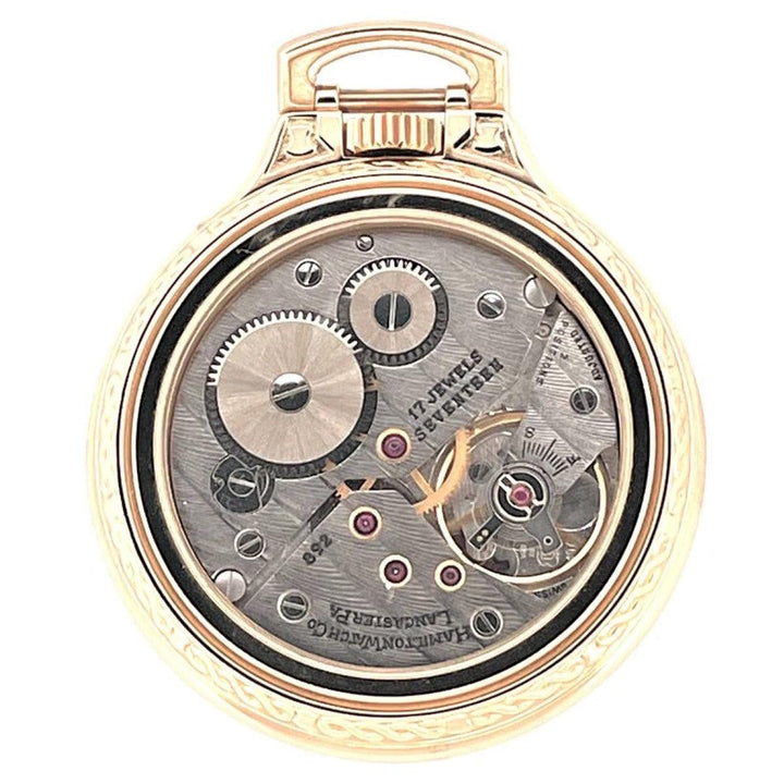 Reloj de bolsillo Hamilton Lancaster 51 mm blanco cuerda manual acero PVD acabado oro amarillo 613212 - Capodagli 1937