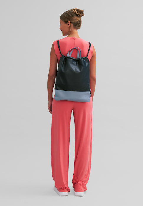 Dudu -tas in sacca in leer voor mode sporttas tas met coulisse en dunne lederen schouderbanden