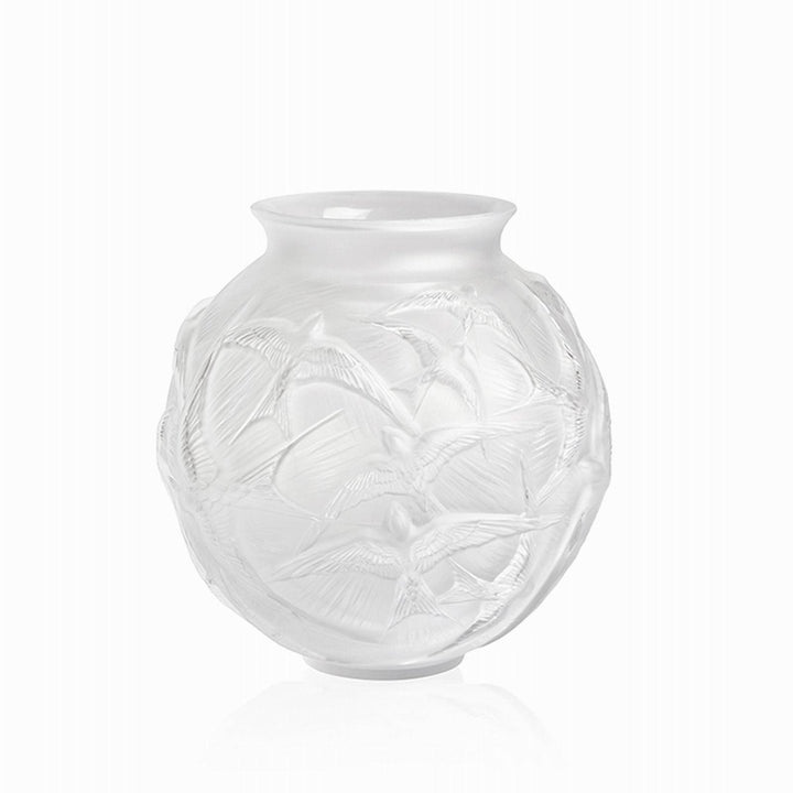 Lalique vaso medio Hirondelles cristallo trasparente 10624100 - Gioielleria Capodagli