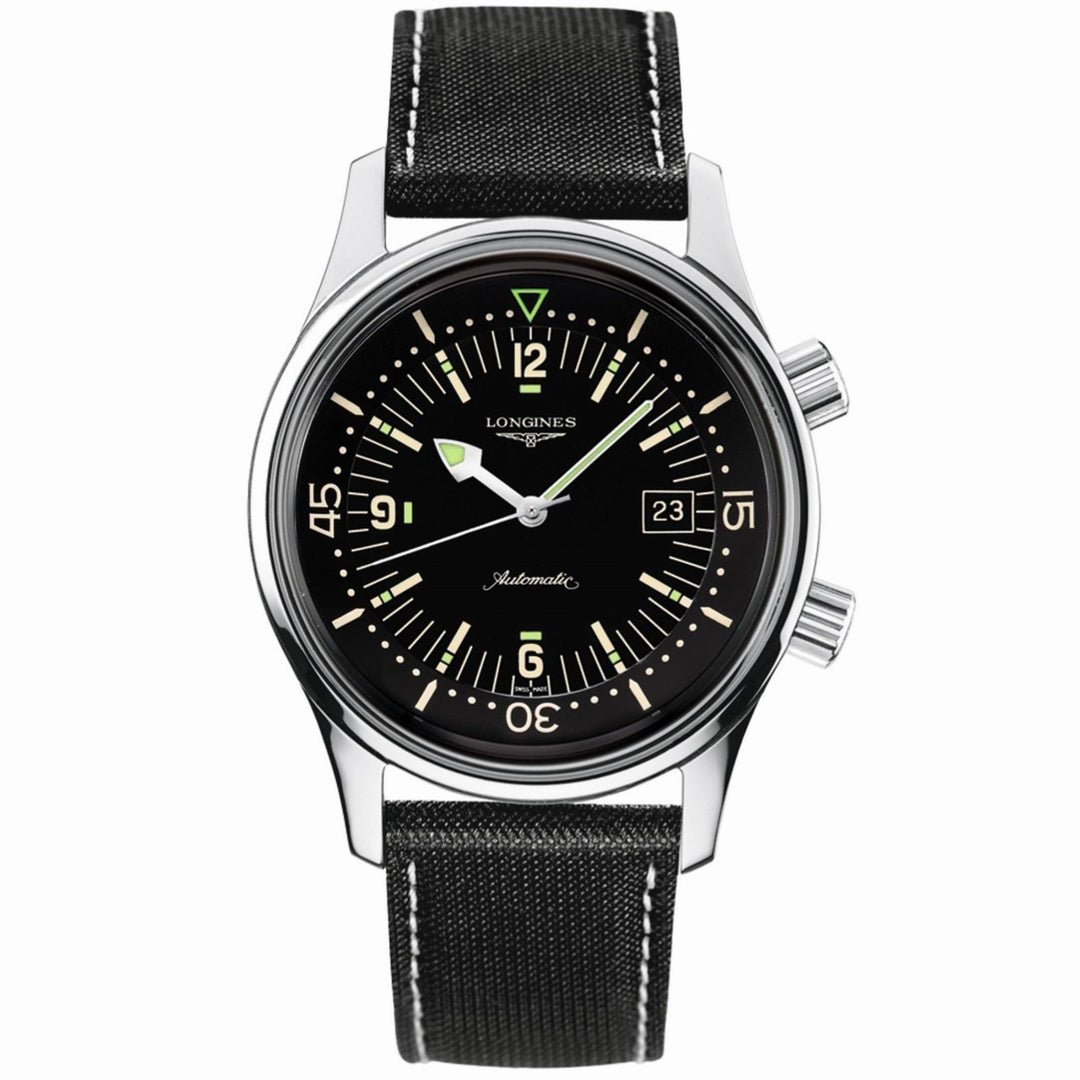 Longines Heritage Legend Taucheruhr 41 mm, schwarzer Automatikstahl, L3.774.4.50.0 – Gioielleria Capodagli
