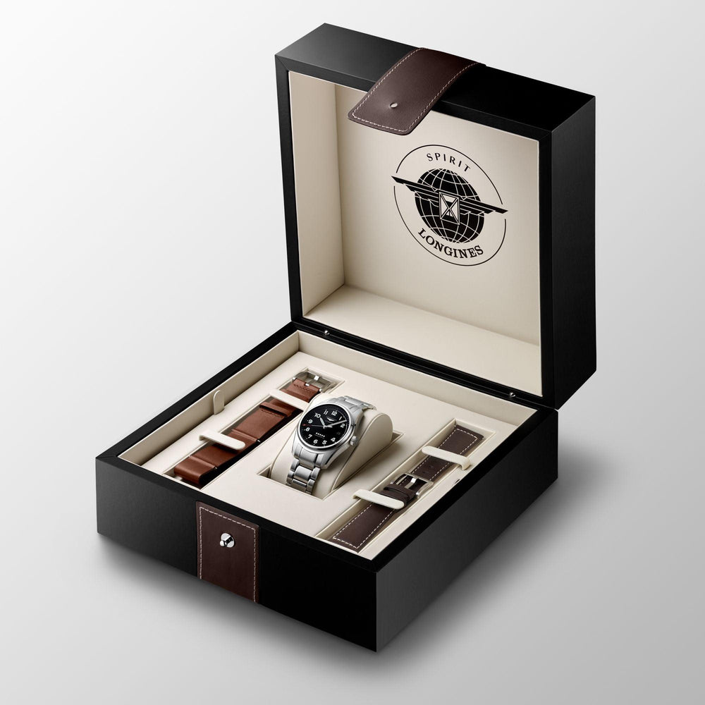 Longines watch Spirit Prestige Edition 40mm black matt automatic steel L3.810.4.53.9 - Capodagli 1937