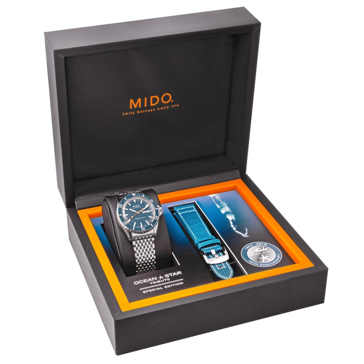 Mido orologio Ocean Star Tribute blu 41mm automatico special edition 75th anniversary doppio cinturino M026.830.11.041.00 - Capodagli 1937