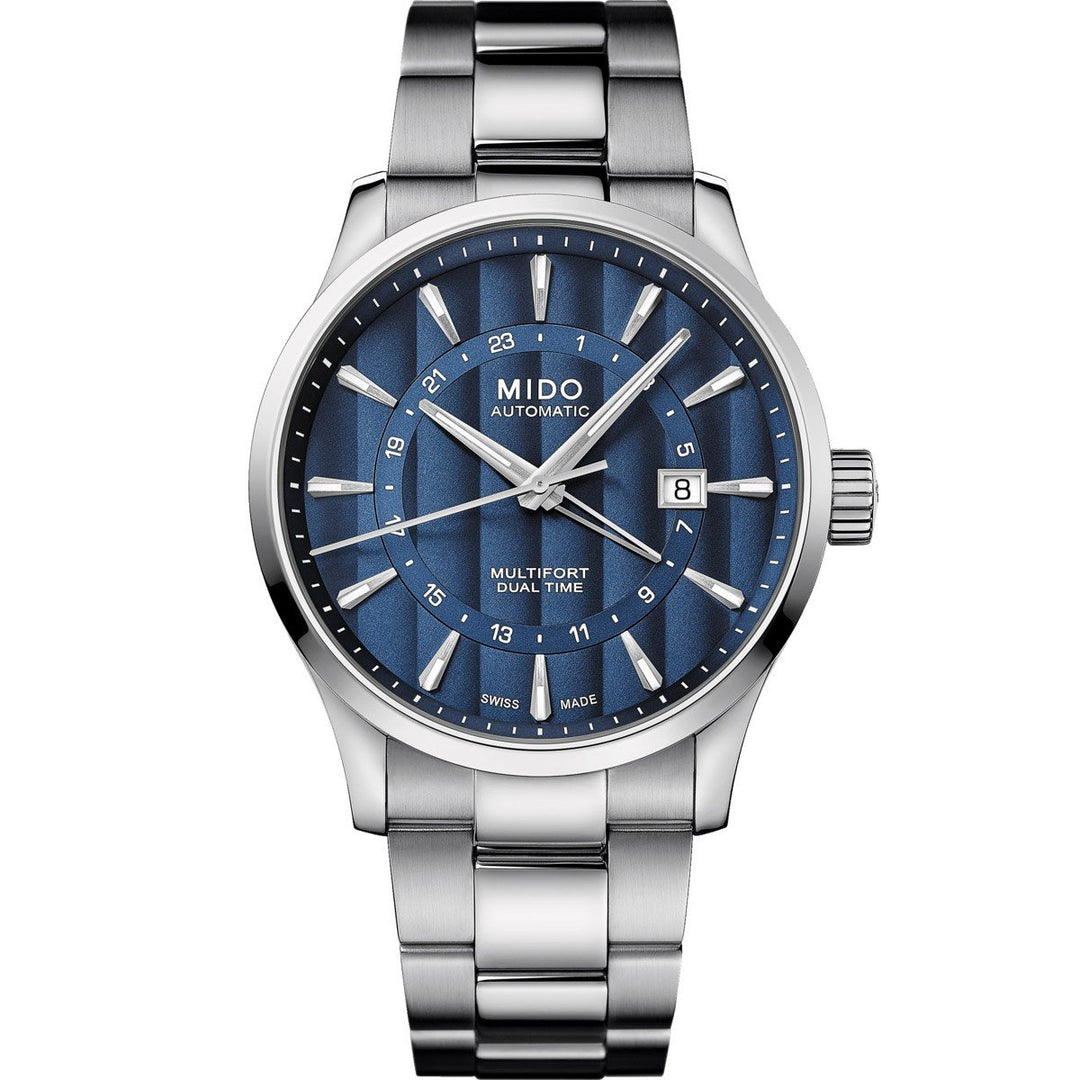 Mido orologio uomo Multifort Dual Time GMT 42mm Calibre 80 automatico acciaio M038.429.11.041.00 - Gioielleria Capodagli