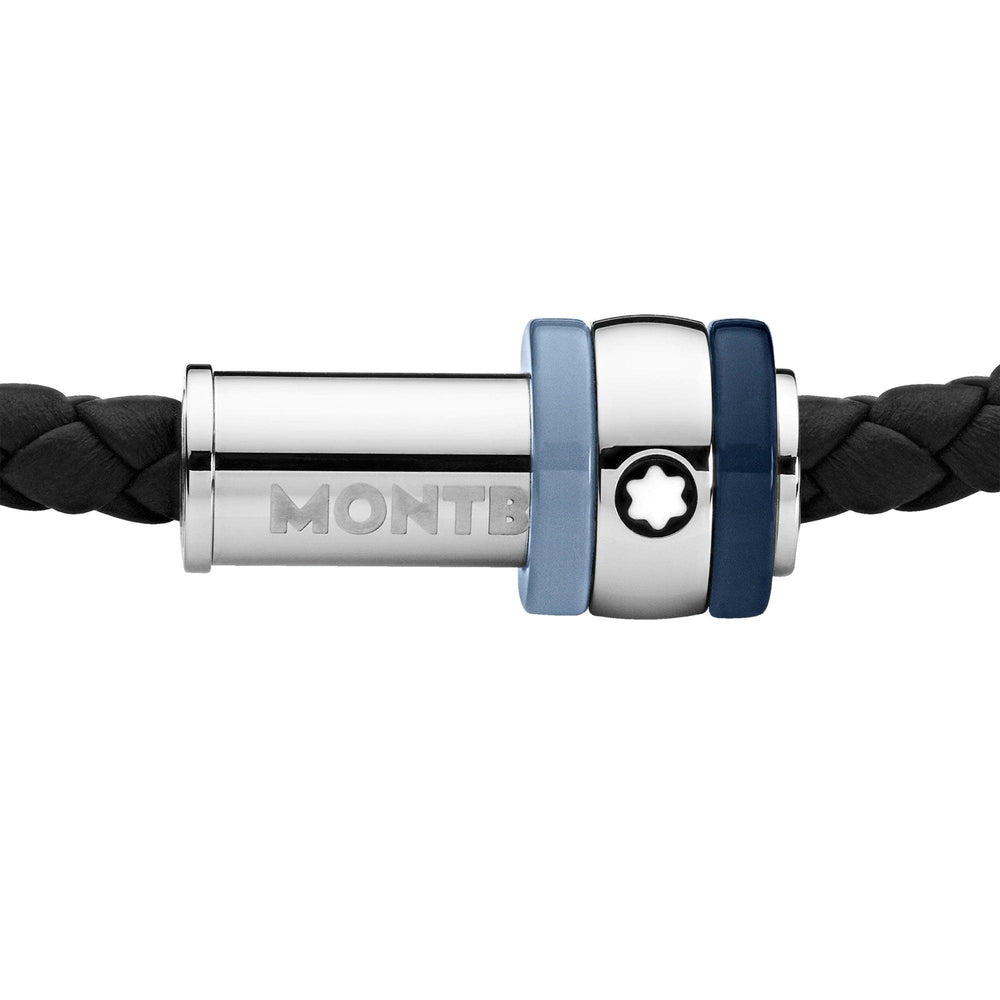 Montblanc bracciale Montblanc 1858 Ice Sea blu pelle intrecciata nero misura M 12951863 - Capodagli 1937