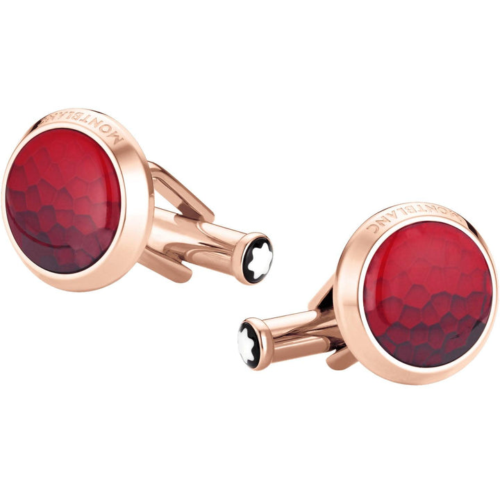 Gemelos Montblanc Calligraphy acero pvd oro rosa e inserción de laca roja 126472 - Capodagli 1937