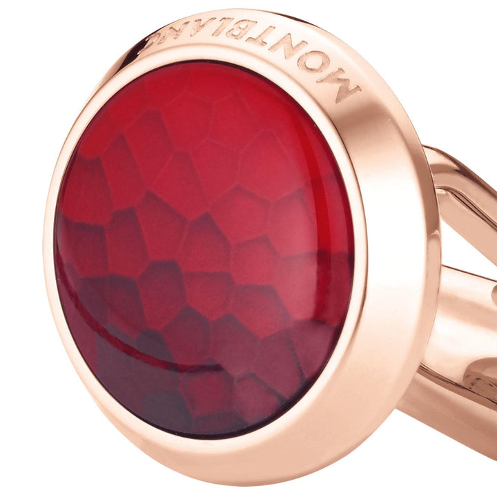 Gemelos Montblanc Calligraphy acero pvd oro rosa e inserción de laca roja 126472 - Capodagli 1937