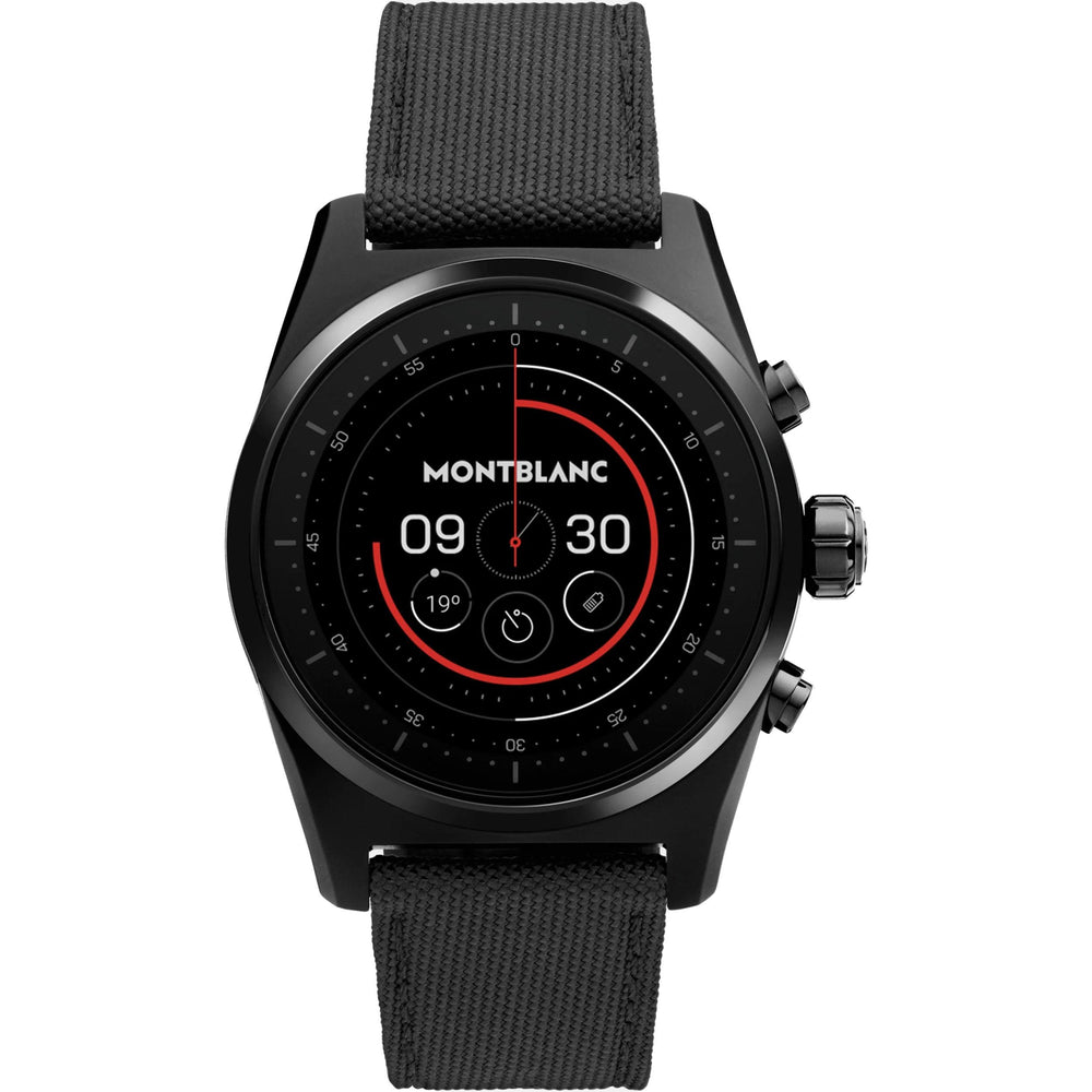 Montblanc Summit Lite 43 mm Smartwatch mit schwarzem Aluminium- und Stoffarmband 128409 – Capodagli 1937
