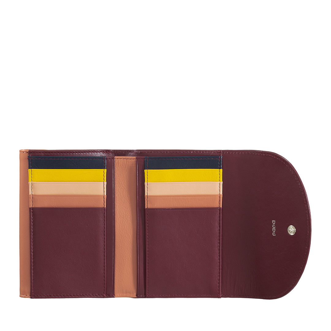 DuDu World World True RFID -Leder mit Portamonete, farbenfrohe Brieftasche mit Doppelklappenhalter -Kredit -Kreditbanknoten