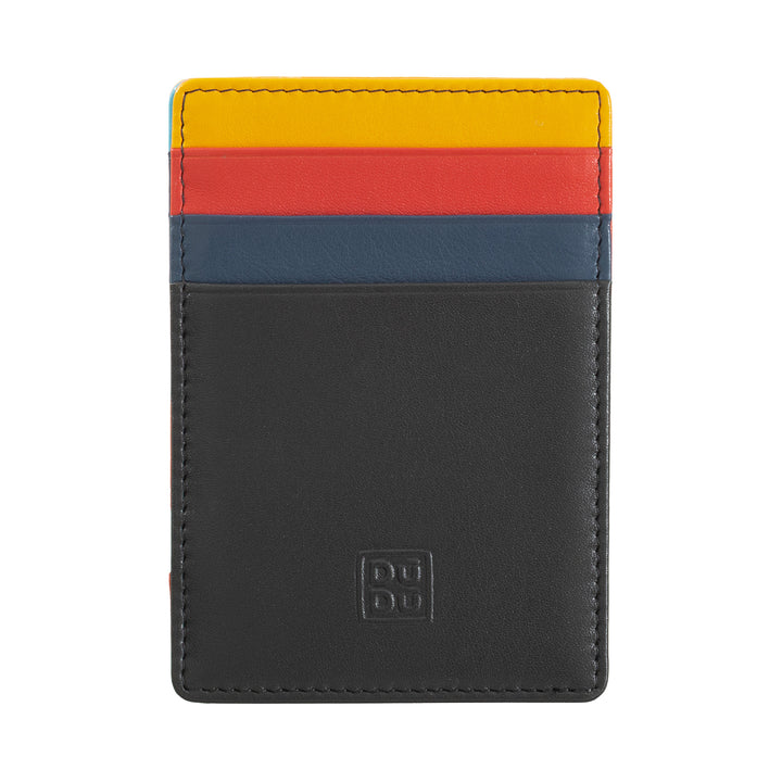 DuDu Magic Wallet Men Magic Wallet in kleurrijk veelkleurig leer met 6 creditcards slots
