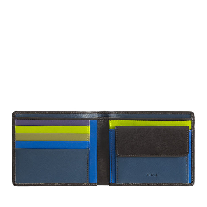 DuDu RFID heren portemonnee in gekleurd nappa leer met portamonete en kaarthouder