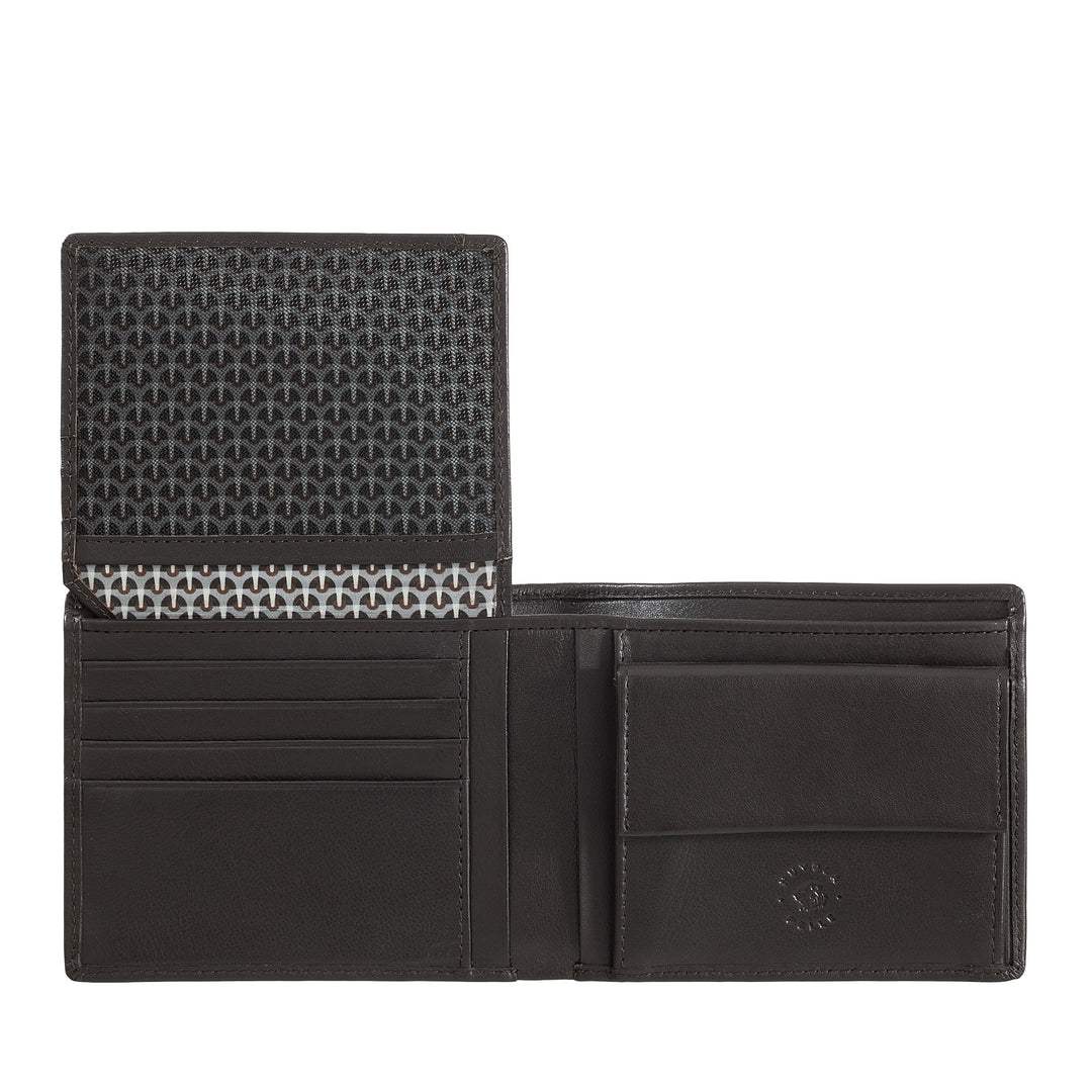 Portefeuille en cuir classique pour homme avec porte-monnaie et porte-cartes de crédit