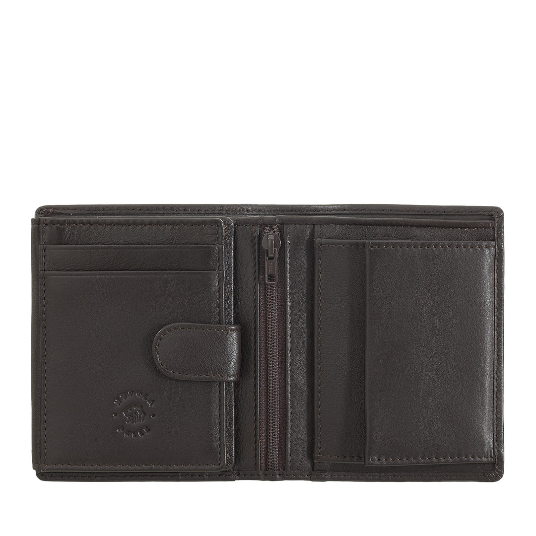 Cloud Leather Small Wallet for Men with Coin Wallet in Leather Vertical Size with Zip Interior