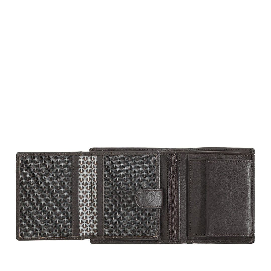 Cloud Leather Small Wallet for Men with Coin Wallet in Leather Vertical Size with Zip Interior