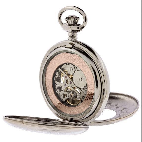 Montre de poche Pryngeps 47mm blanc remontage manuel acier PVD finition or rose T083/R - Capodagli 1937