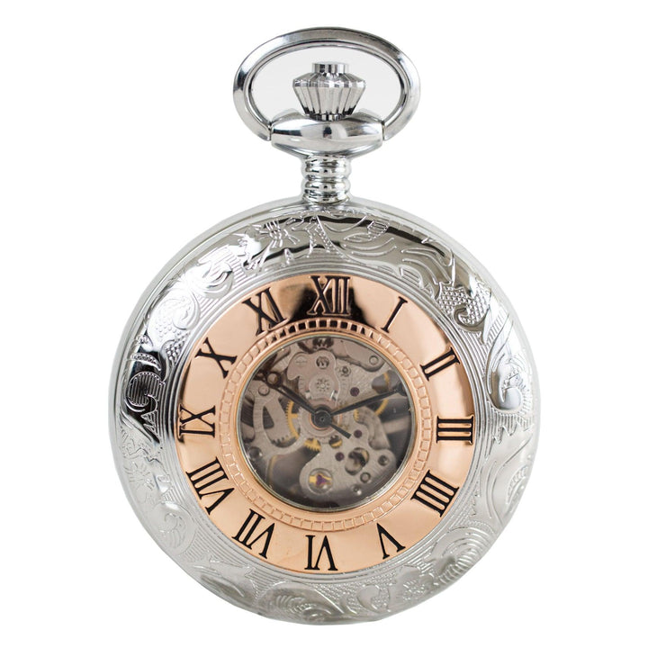 Montre de poche Pryngeps 47mm blanc remontage manuel acier PVD finition or rose T083/R - Capodagli 1937