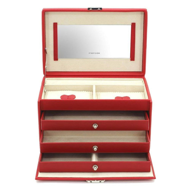 Friedrich23 jewelry box with handle and 3 drawers Red 23256-40 - Capodagli 1937